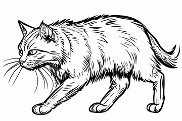 Obraz premium Adorable cat coloring page for children, perfect for creative stock illustrations.