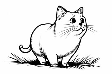 Obraz premium Adorable cat coloring page for children, perfect for creative stock illustrations.