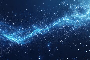 Obraz premium Abstract minimalist design with shimmering blue particles in a starry night sky background, evoking dreams and cosmic wonder