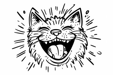 Obraz premium Adorable cat coloring page for children, perfect for creative stock illustrations.