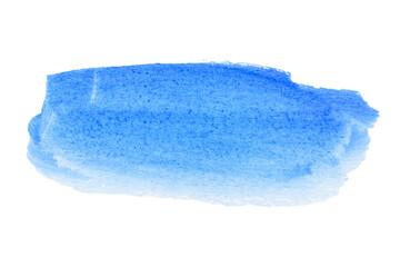 Sky blue, light blue watercolor hand drawn texture with brush strokes isolated on white background...