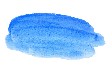 Sky blue, light blue watercolor hand drawn texture with brush strokes isolated on white background with clipping path...