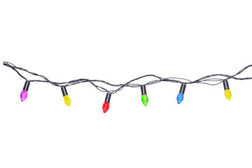 String of christmas lights isolated on white background With clipping path