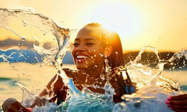 Ivorian Woman Enjoying Sunset at the Beach