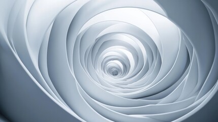 Concentric shapes with a white to grey gradient, creating dynamic abstract layers and smooth visual flow for a minimalist background