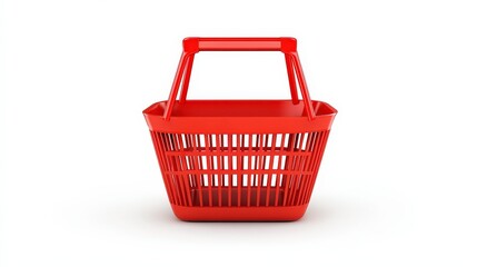 Fototapeta premium Minimalist Vector Illustration of Red Empty Shopping Basket - Perfect for Shopping Ads
