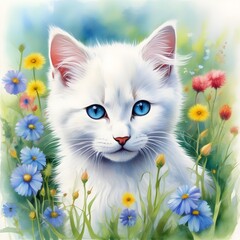 White kitten portrait 