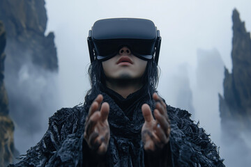 man wearing vr googgles