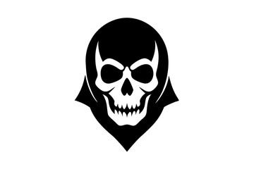 Skull Silhouette: Gothic Icon, Halloween Symbol, Death Concept, Spooky Design, Flat Vector Illustration
