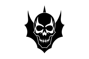 Skull Silhouette: Gothic Icon, Halloween Symbol, Death Concept, Spooky Design, Flat Vector Illustration