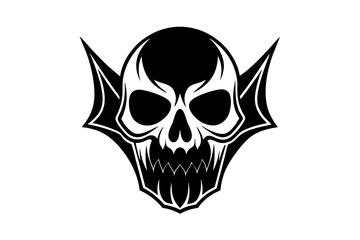 Skull Silhouette: Gothic Icon, Halloween Symbol, Death Concept, Spooky Design, Flat Vector Illustration