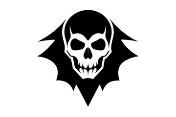 Skull Silhouette: Gothic Icon, Halloween Symbol, Death Concept, Spooky Design, Flat Vector Illustration