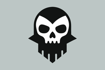 Skull Silhouette: Gothic Icon, Halloween Symbol, Death Concept, Spooky Design, Flat Vector Illustration