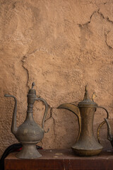Textured walls and household items,Arabic-style surroundings, Dubai reconstruction of the old city