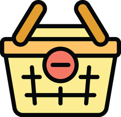 Empty shopping basket is showing a minus sign, representing low sales and economic decline