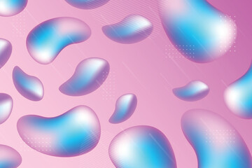 Abstract pink and blue 3D fluid shapes background.