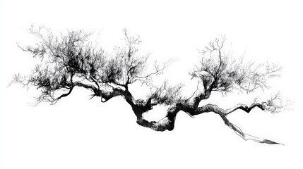 Obraz premium Vintage Wine Bush Sketch in Abstract 2D Vector Art on White Background