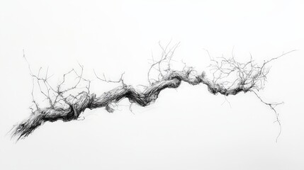 Fototapeta premium Vintage Coal Sketch of Weathered Wine Bush on White Background