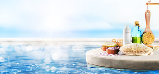 A tranquil and relaxing spa scene showcasing a blend of natural elements and true serenity