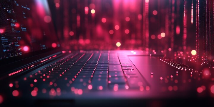 Sleek laptop cooling pad, illuminated tech in the background, enhancing performance and style in a modern workspace environment