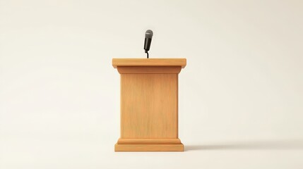 Elegant Wooden Speech Lectern with Microphone in 3D Studio Setting for Public Speaking Presentations