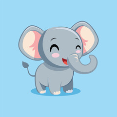 Cute Elephant Waving Hand Cartoon Vector Icon Illustration