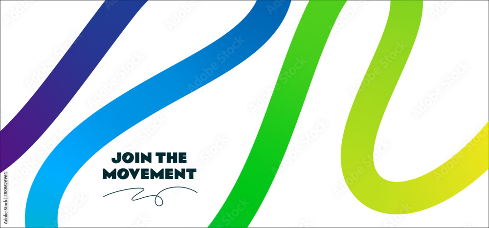 Leinwandbilder Geometric Background with Dynamic Blue and Green Line Shapes. Vector Pattern with Squiggle Gradient Element. Colorful Abstract Snake Illustration.