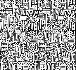 A hand-drawn drawing in the Mexican style.Seamless pattern.