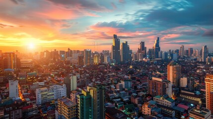 Fototapeta premium A panoramic view of a colorful cityscape, representing the diversity and strength of the autoimmune and autoinflammatory arthritis community. 8k, realistic, full ultra HD, high resolution, cinematic