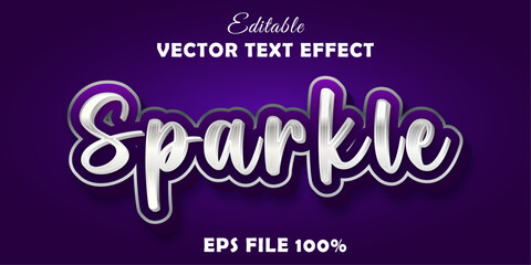 Editable text effect - Sparkle purple sliver metallic style