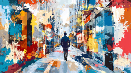 Colorful urban masterpiece, generative ai. Street Art. Illustration