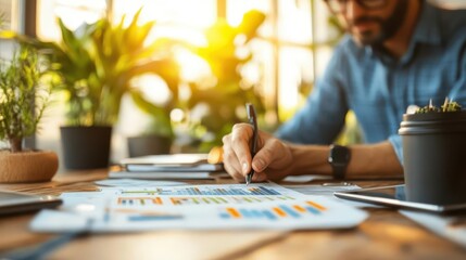 Credit score improvement tips being discussed by a financial advisor, organized environment, sharp focus, bright lighting