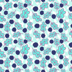 Obraz premium Autumn floral seamless oak leaves pattern for wrapping paper and fabrics