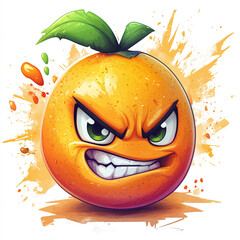 Angry Cartoon Orange Character with Playful Expression in Vibrant Digital Art