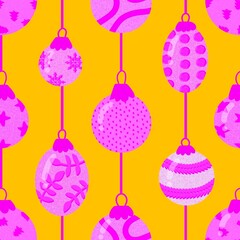 Christmas tree seamless balls toys pattern for wrapping paper and fabrics