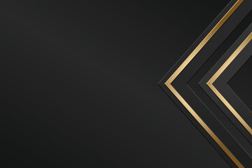 Black and gold abstract background with geometric shapes.