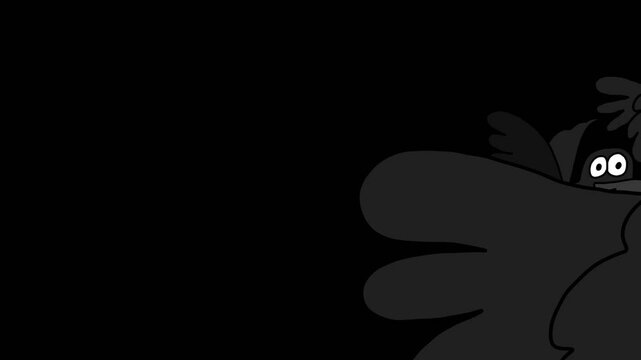 Hand-drawn 2d cartoon crossing crows flying across the horizon. Halloween theme with transparent background and alpha channel