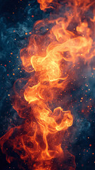 Fototapeta premium Dynamic Fiery Dance: Abstract Flame and Smoke Texture with Electrifying Energy and Vibrant Colors