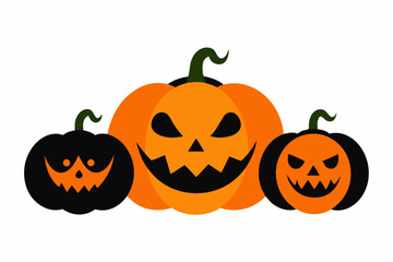 Cute and scary pumpkins for halloween, Pumpkin pack-set, Halloween graphic elements with white background