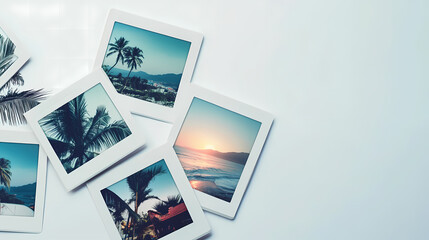 Mockups of polaroid style photographs in white plain background. Polaroid Style. Illustration