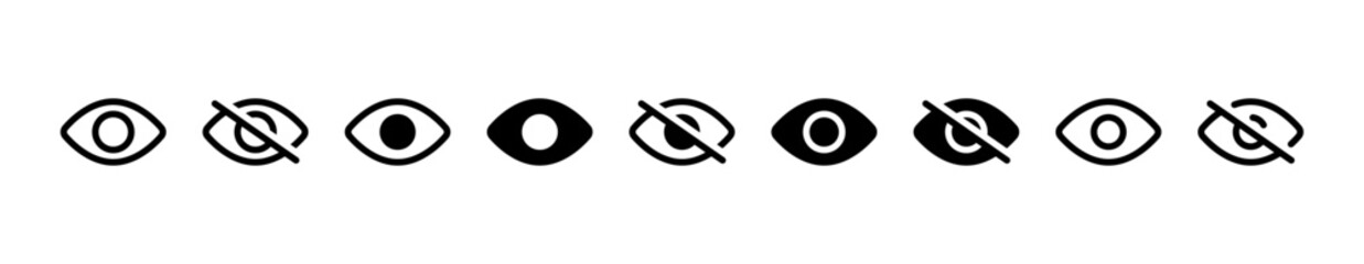 eye icon set. vision icon, see view icons - eyesight symbol - invisible eye hide icon, incognito icon no eye view hidden icon set. vision icon, unsee icons © icons gate