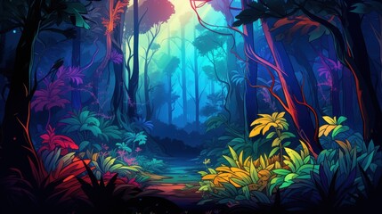 Obraz premium A Mystical, Deeply Colored Tropical Forest Path