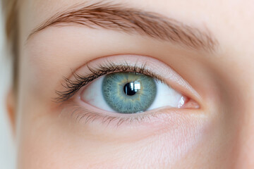 Obraz premium Detailed close-up of a blue-green human eye