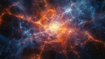 Naklejka premium Cosmic Inflation Depicted with Dark Matter, Energy, and Microwave Background Patterns, Revealing the Early Universe’s Formation and Evolution in Stunning Scientific Clarity