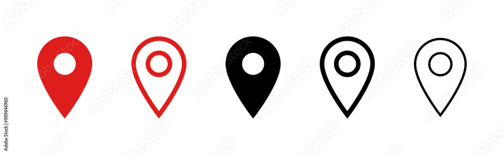 Aufkleber Location icon set, Map pin place marker. location pointer icon symbol in flat style. Red Location pin icon, Navigation sign	