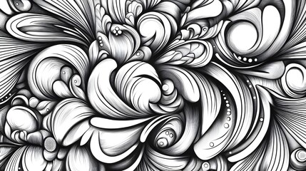 Unique abstract doodle background filled with detailed hand-drawn elements image
