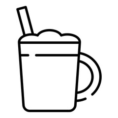 A cup of hot chocolate drink black line icon