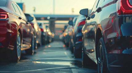 Obraz premium Car jam, parking lot in the city