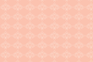 Seamless Peach Background with Elegant Floral Pattern.