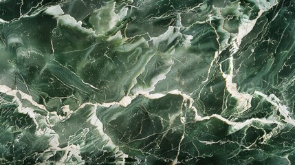 Fototapeta premium A richly detailed green marble texture with intricate white veins, suitable for elegant and natural designs